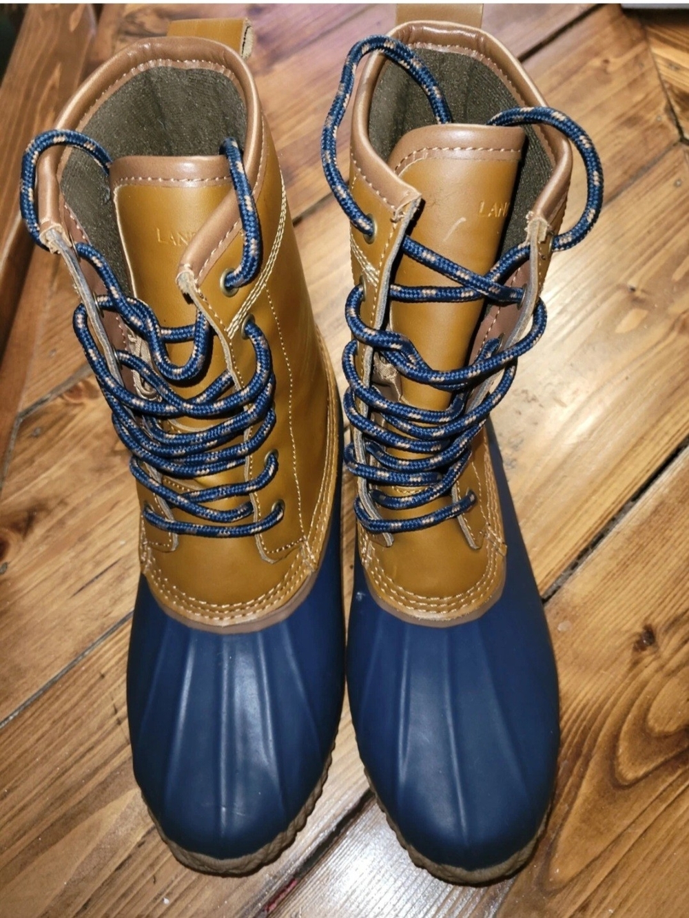 Lands' End Navy and Hazelnut Women's Insulated Duck Boots